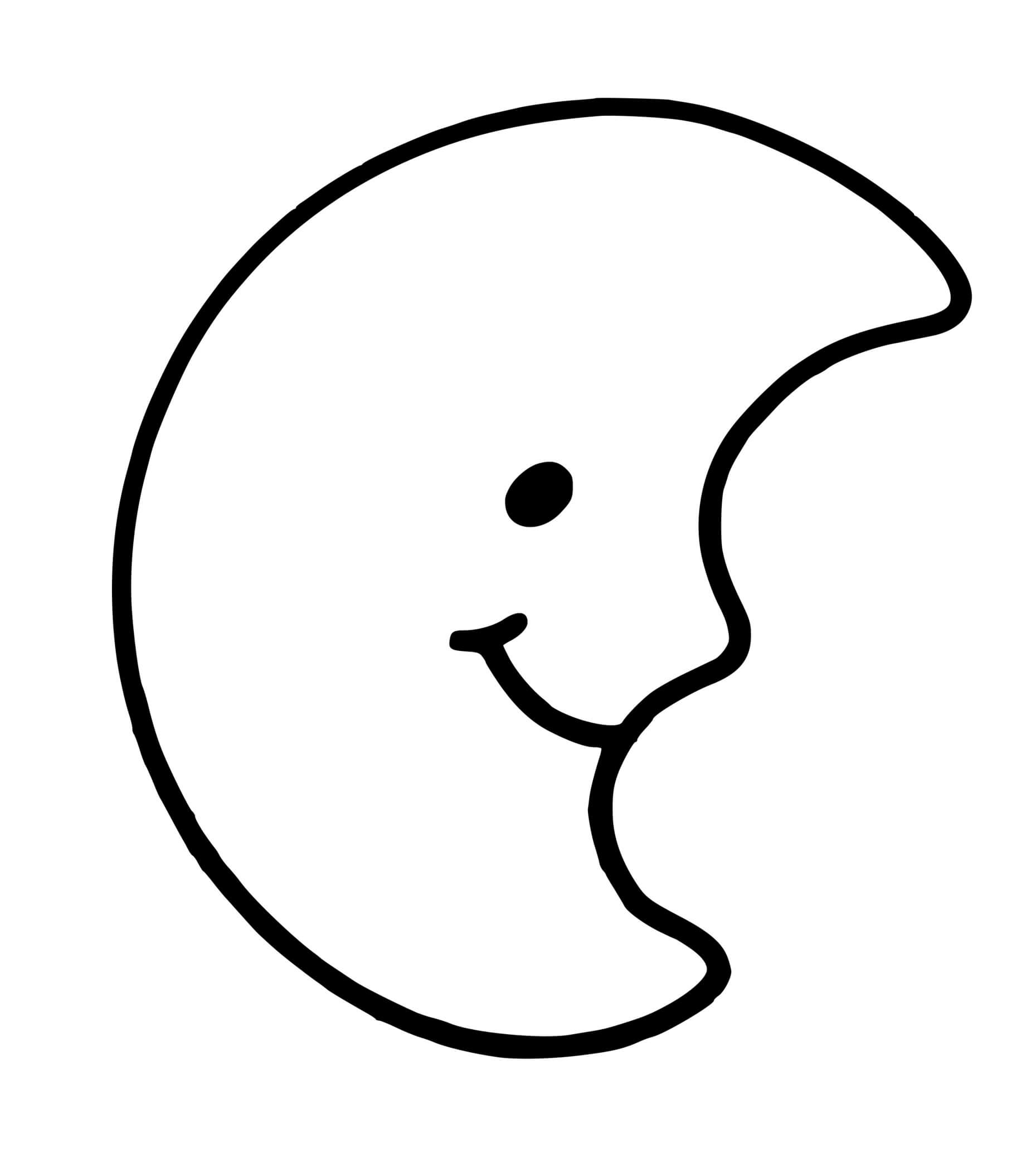 Coloriage Lune Facile Sourire Maternelle - Lune à imprimer