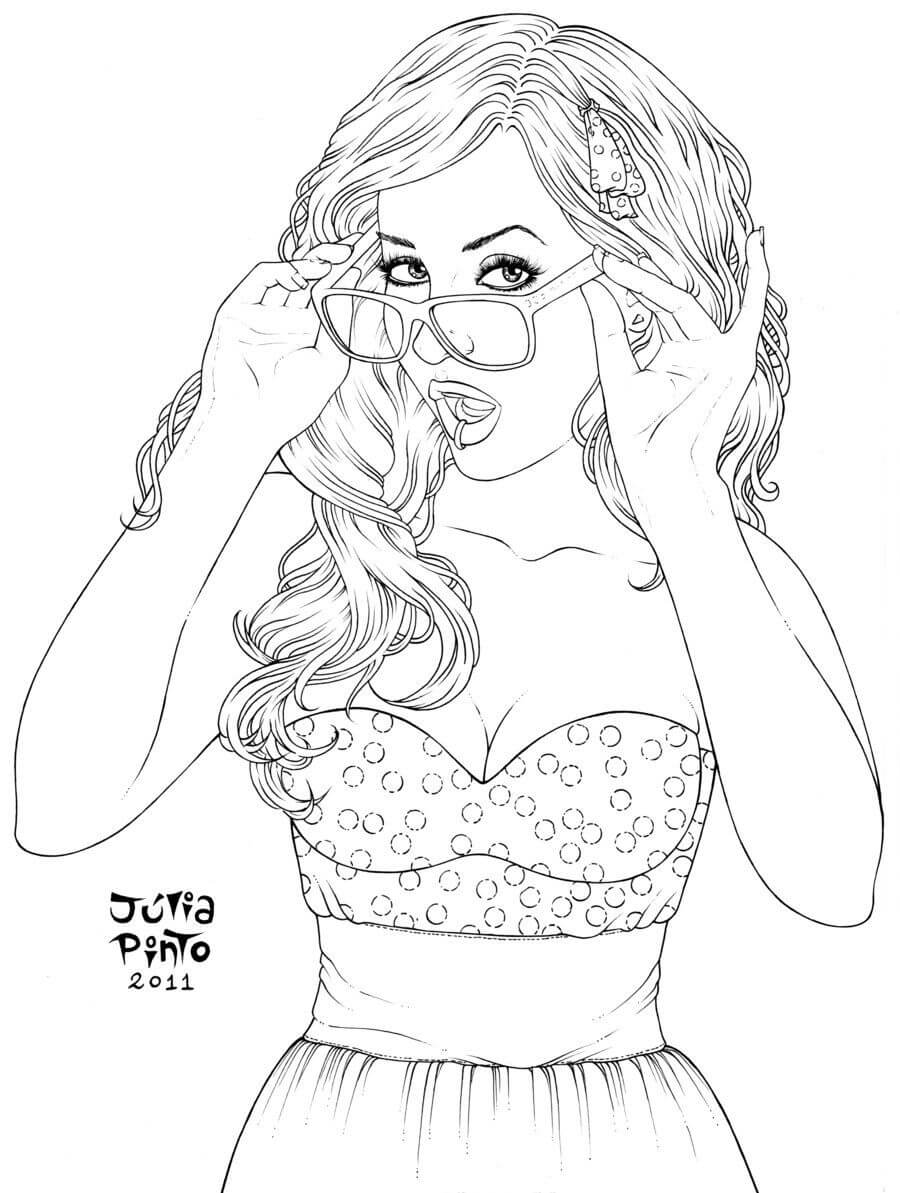 Coloriage Lunette Swag Girl Fille Ado 16 Ans - Fille ado à imprimer