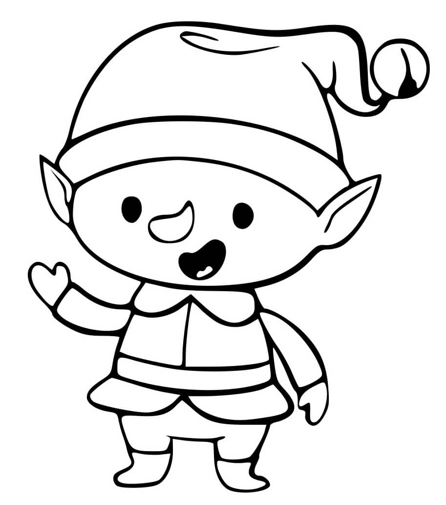 Coloriage Lutin Du Père Noël Adorable Kawaii Mignon Maternelle - Noël à imprimer