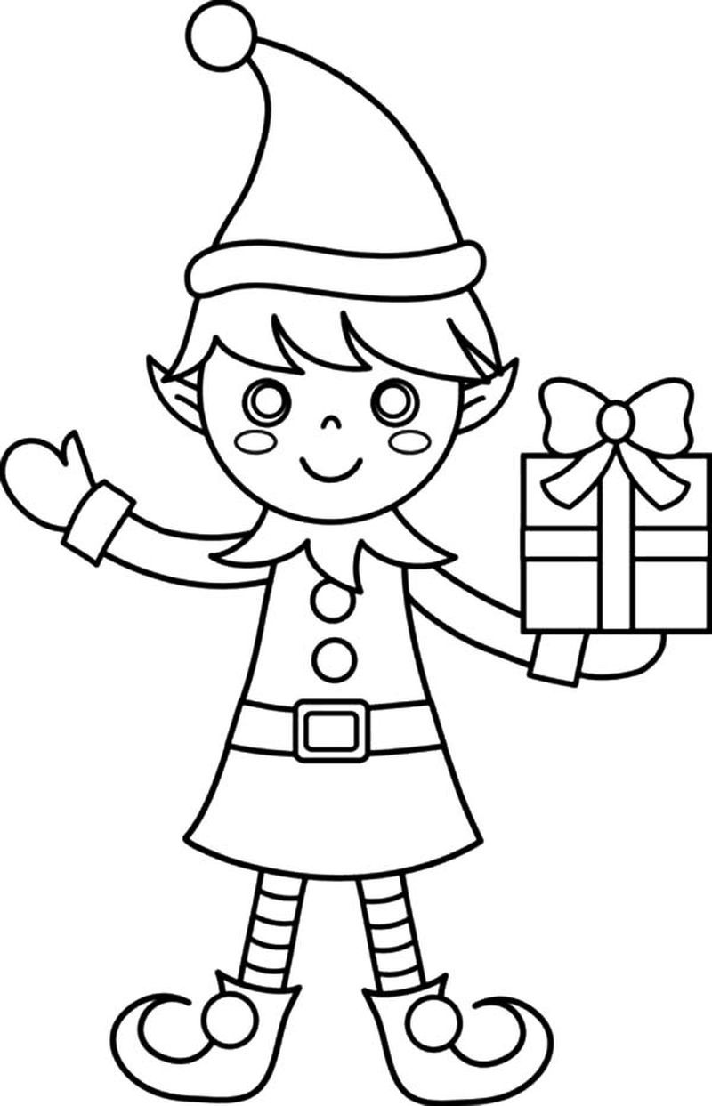 Coloriage Lutin Enfant De Noël - Lutin de Noël à imprimer
