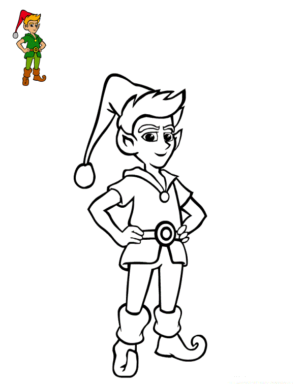 Coloriage Lutin Prêt Pour La Distribution Des Cadeaux De Noël - Lutin de Noël à imprimer