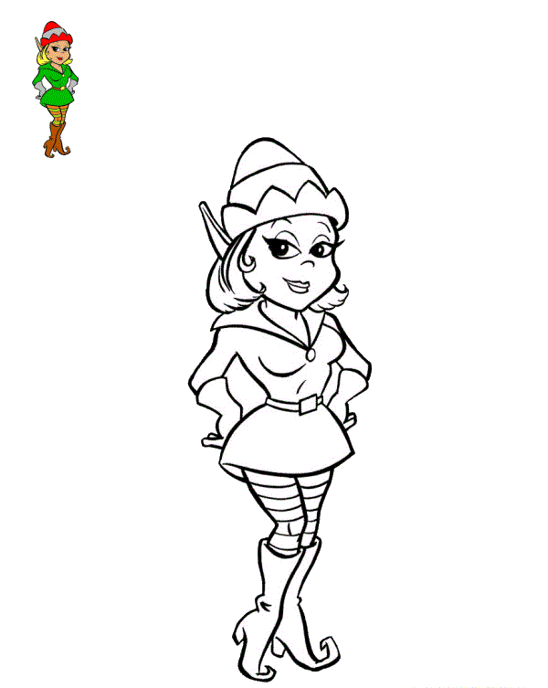 Coloriage Lutine De Noël - Lutin de Noël à imprimer