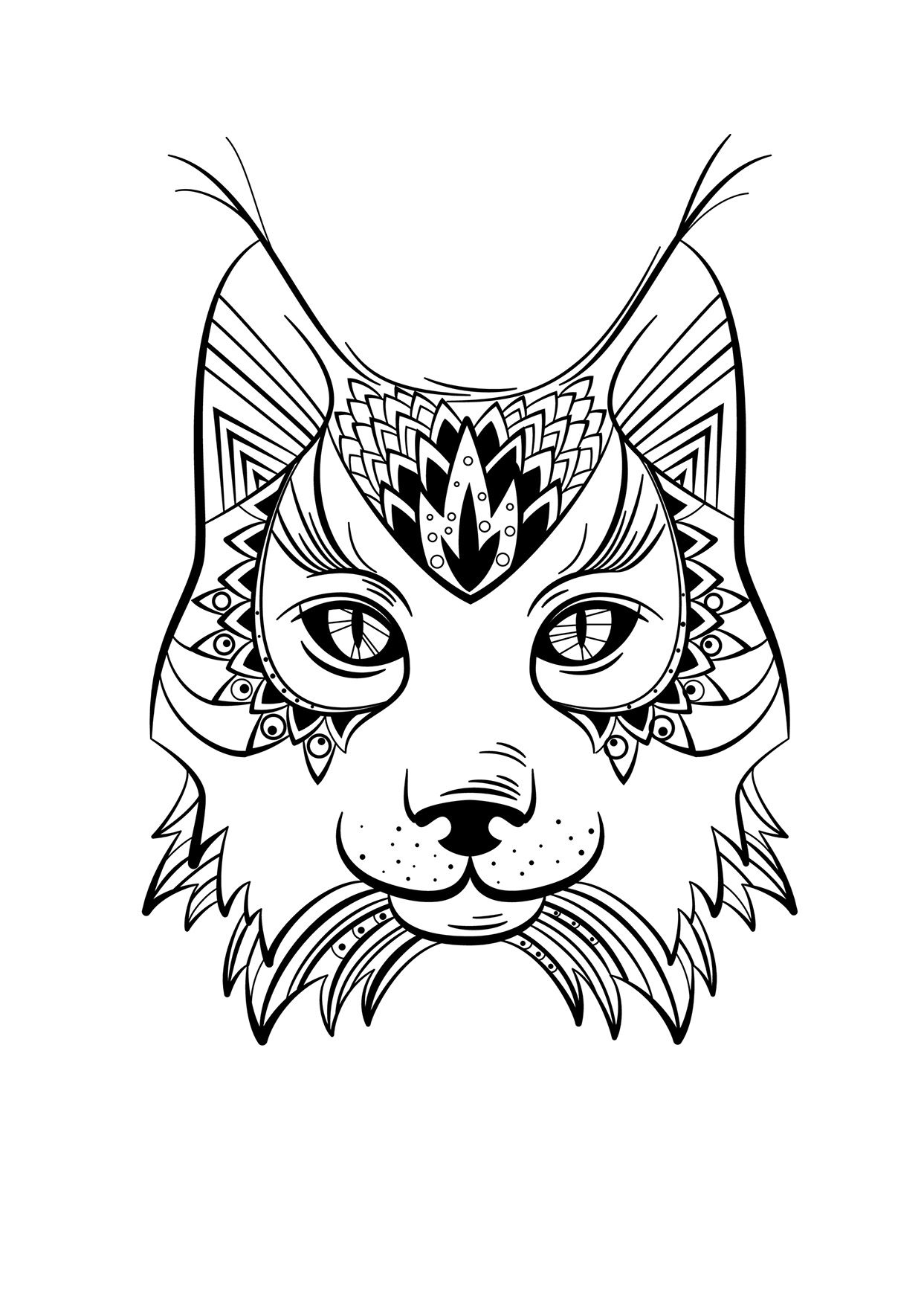 Coloriage Lynx Animal Adulte Mandala - Adulte animaux à imprimer