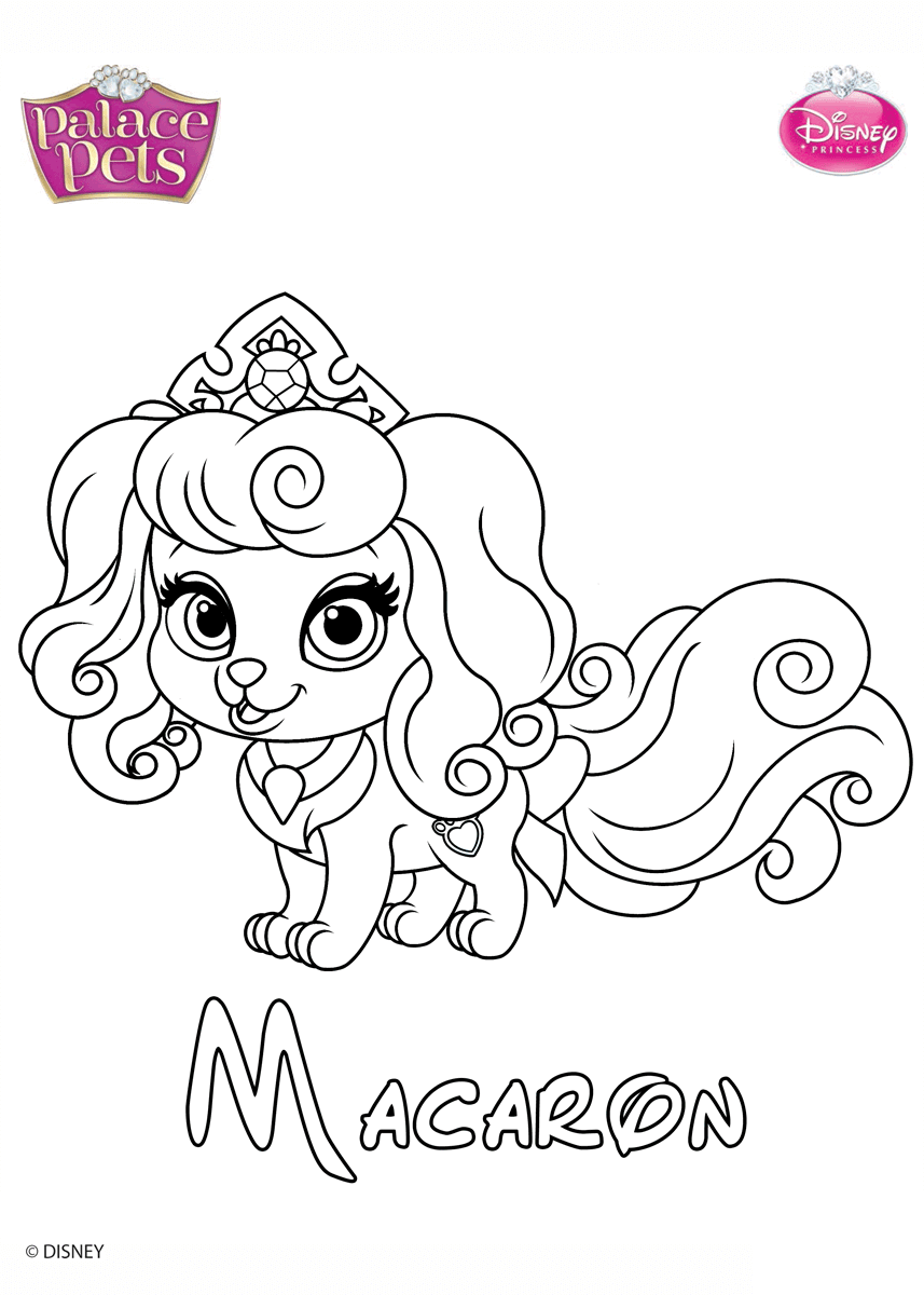 Coloriage Macaron Princess Disney - Palace pets à imprimer