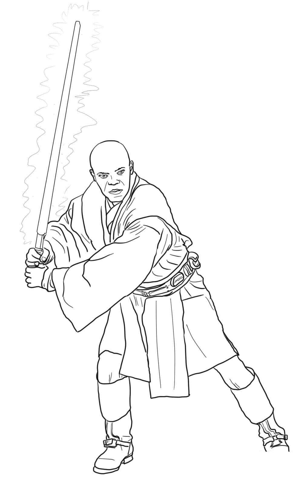 Coloriage Mace Windu - Star Wars Episode II - Star wars à imprimer