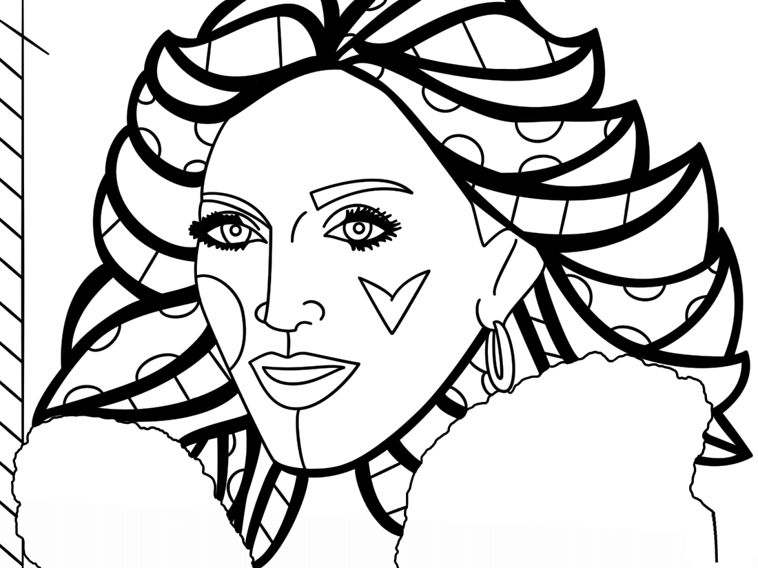 Coloriage Madonna By Romero Britto - Romero britto à imprimer
