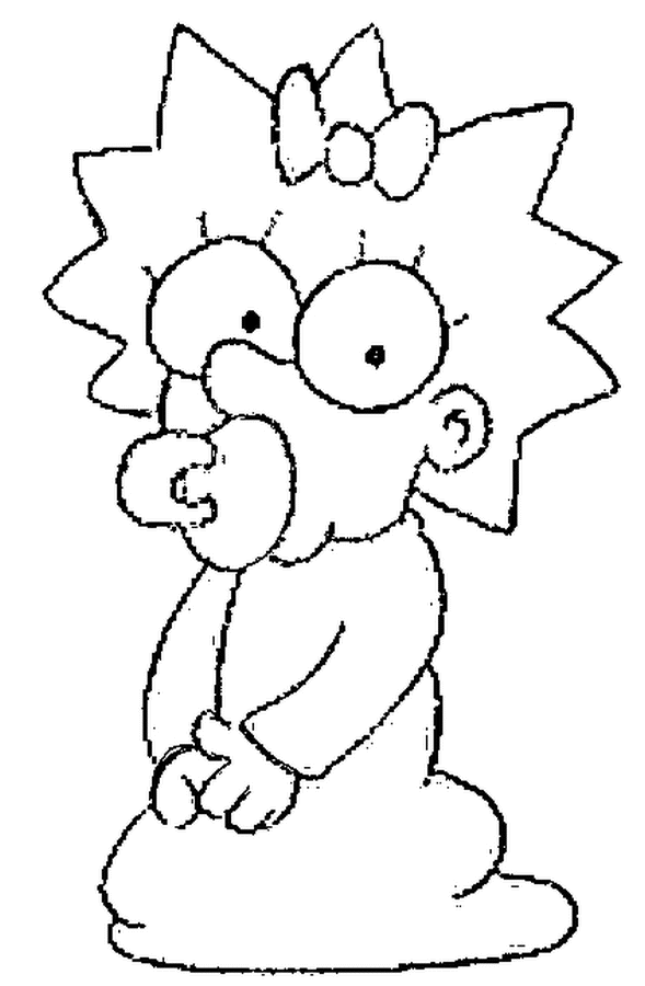 Coloriage Maggie Avec Sa Teutotte - Simpson à imprimer