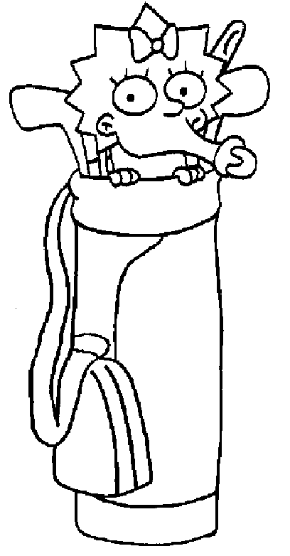 Coloriage Maggie Dans Un Sac De Golfe - Simpson à imprimer