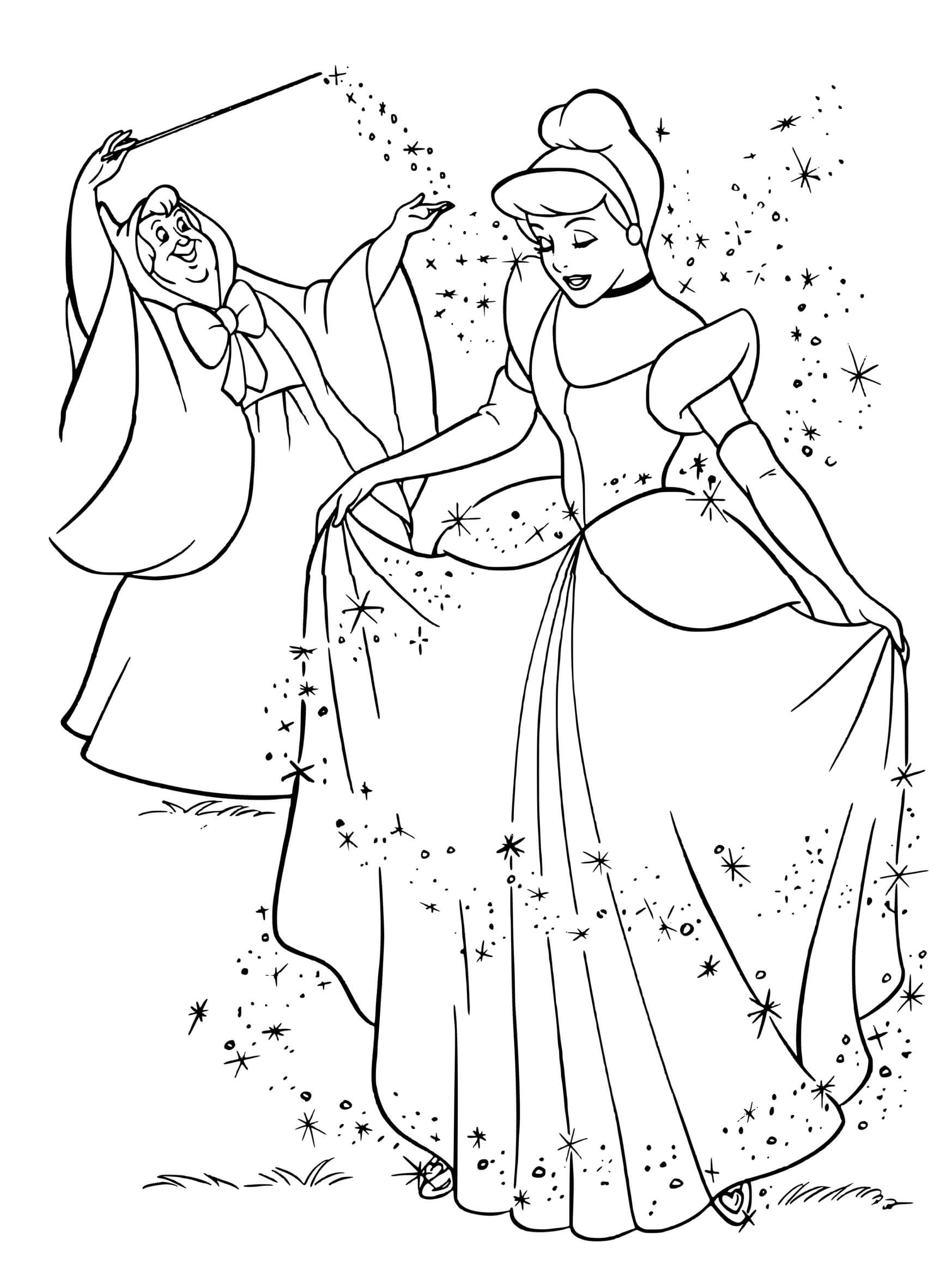 Coloriage Magie Du Bal Avec Princesse Cendrillon - Cendrillon à imprimer