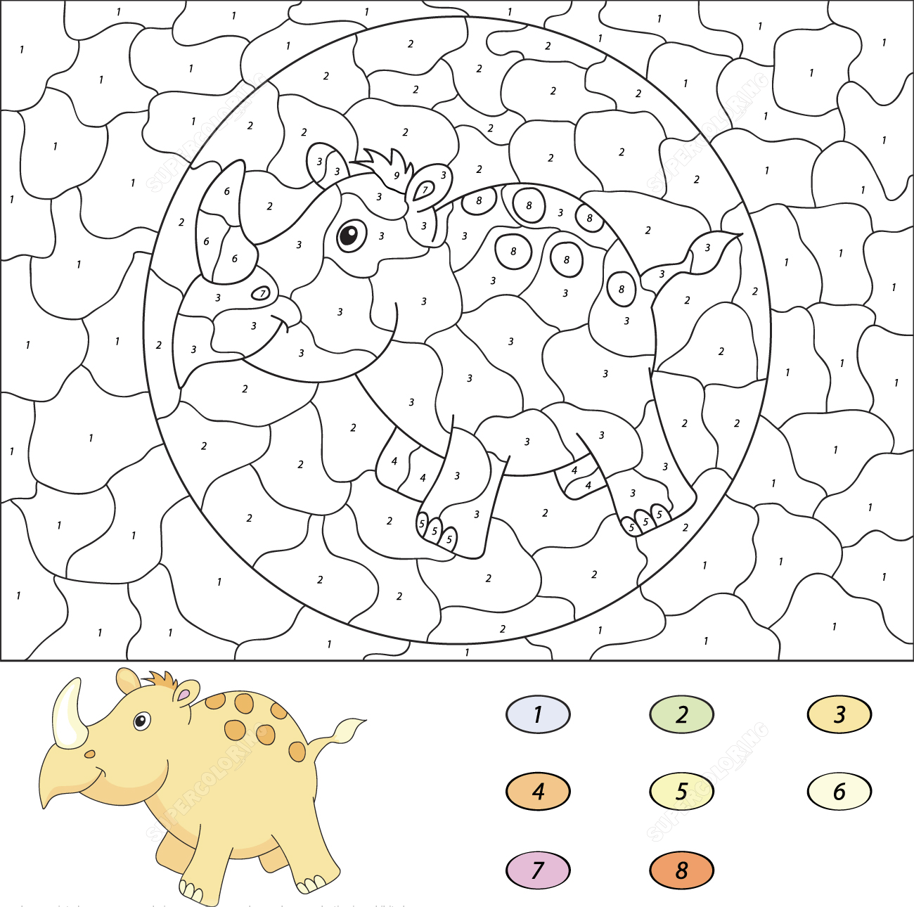 Coloriage Magique Ce2 Rhinoceros - Magique CE2 à imprimer