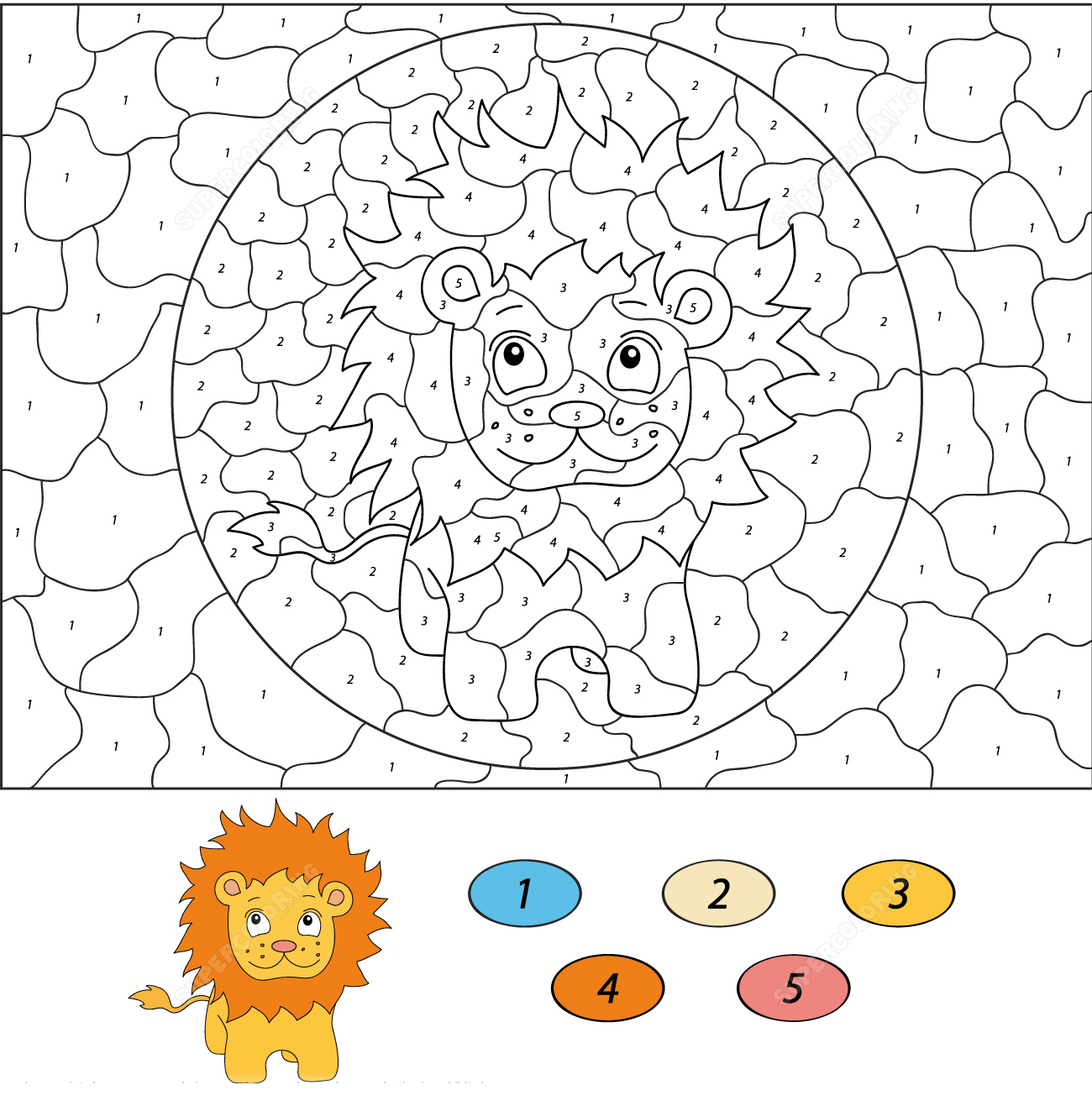 Coloriage Magique CE2 : le lion - Magique CE2 à imprimer