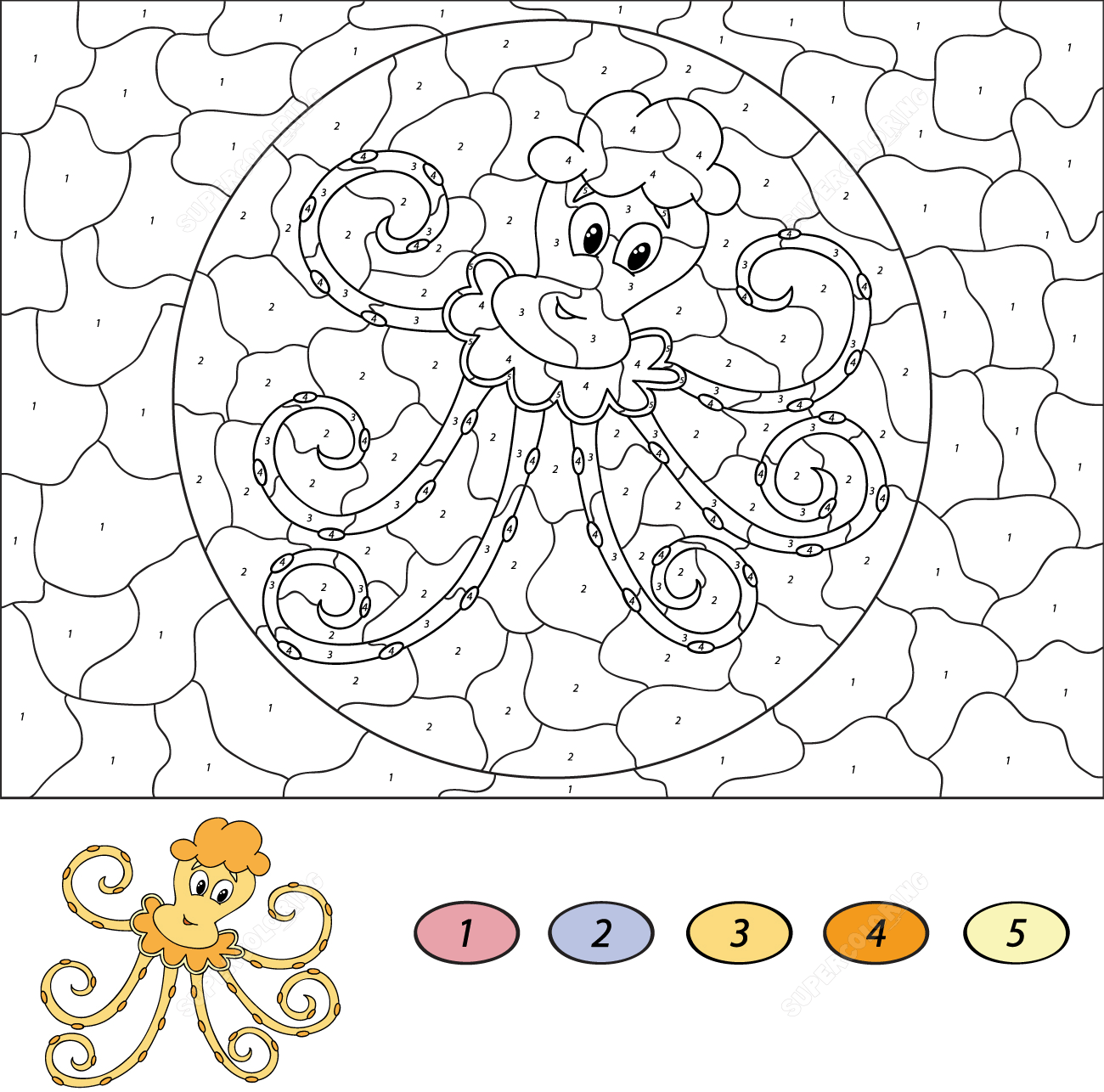 Coloriage Magique CE2 : la pieuvre - Magique CE2 à imprimer