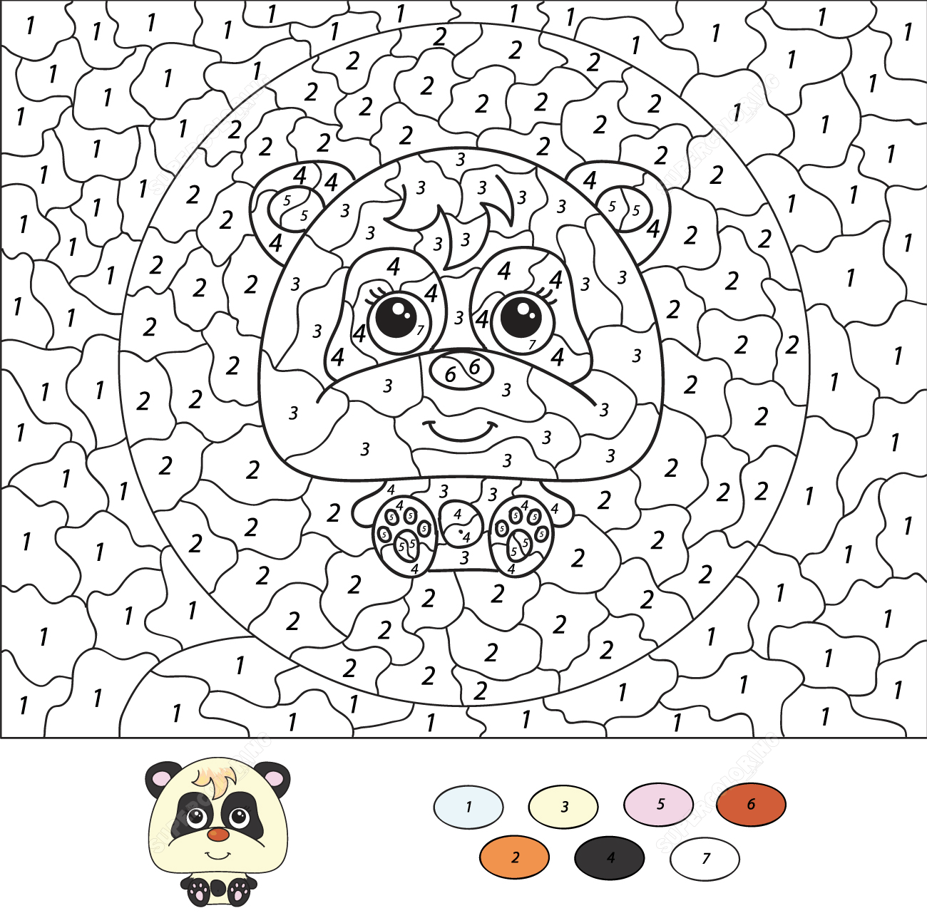 Coloriage Magique CE2 : le panda - Magique CE2 à imprimer