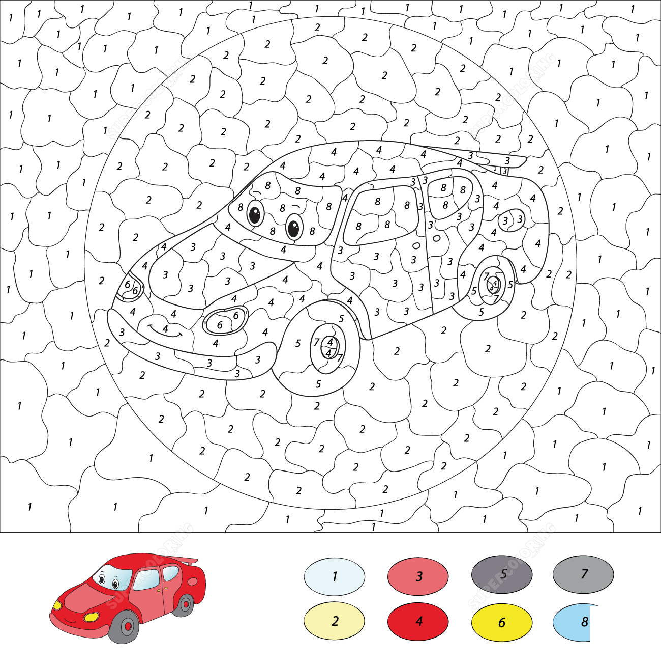 Coloriage Magique Ce2 Voiture Rouge - Magique CE2 à imprimer