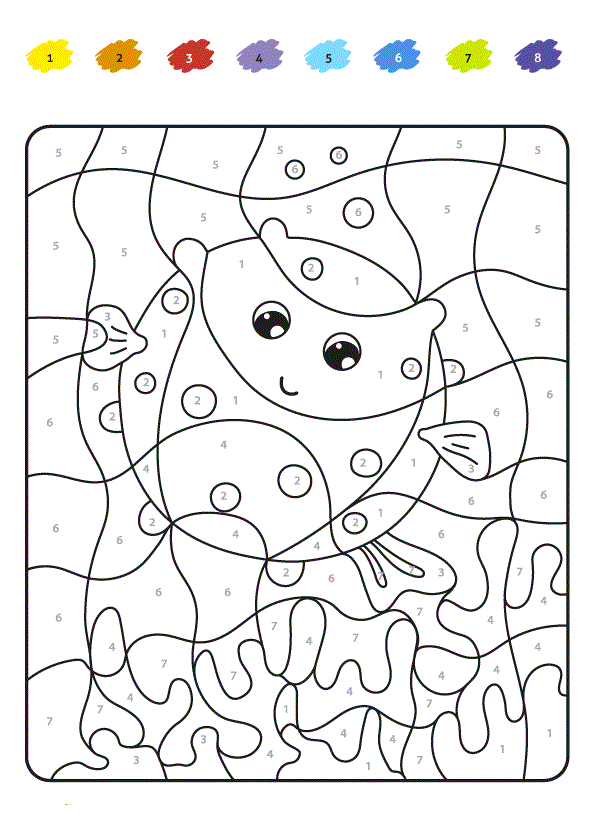 Coloriage Magique Ce1 Poisson Globe Dans La Mer - Magique à imprimer