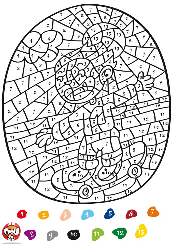 Coloriage Jeu magique additions pour CE2 - Magique addition à imprimer