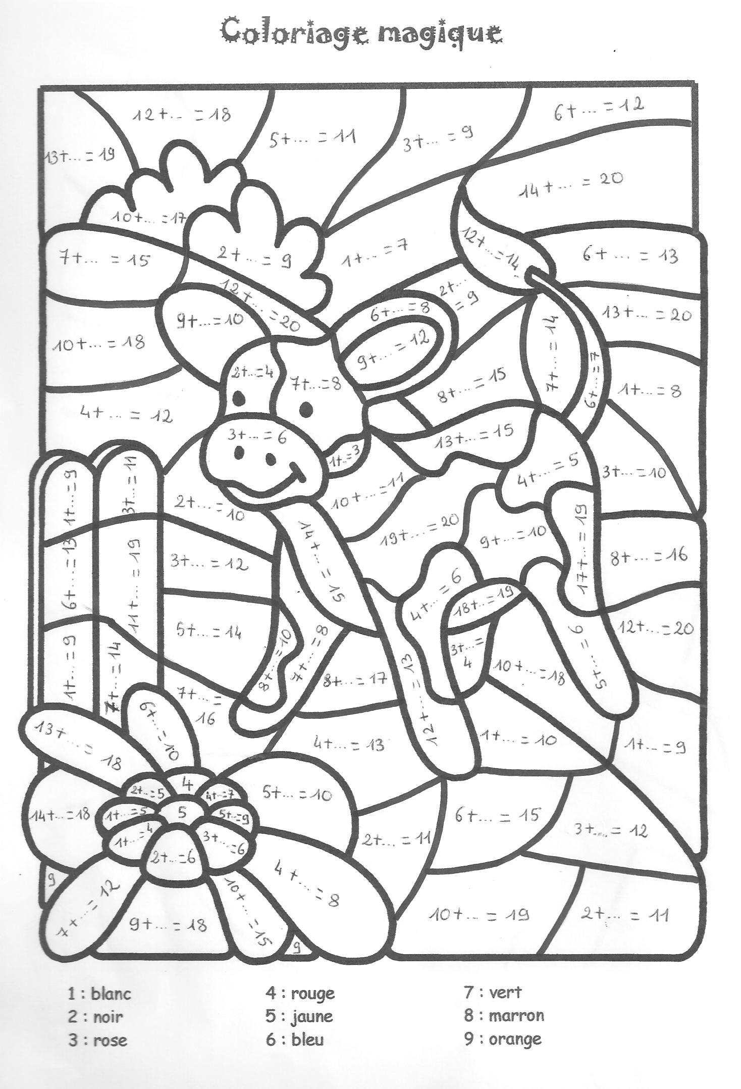 Coloriage Coloriage magique addition CE2 numéro 18 - Magique addition à imprimer