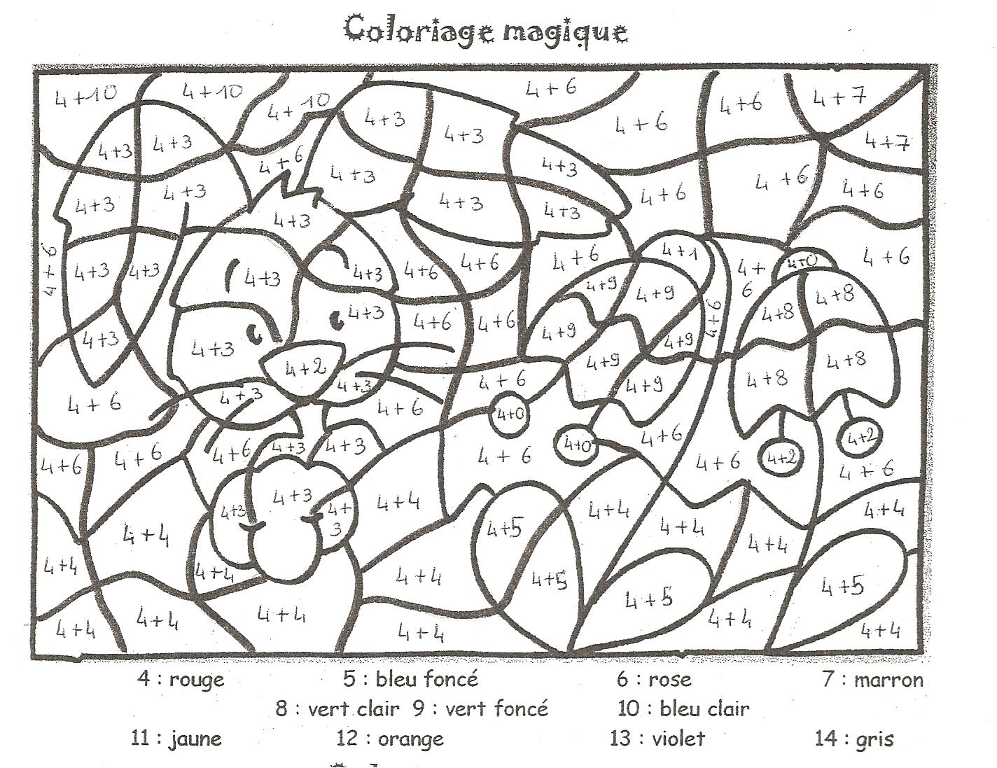 Coloriage Coloriage magique addition niveau CE2 - Magique addition à imprimer