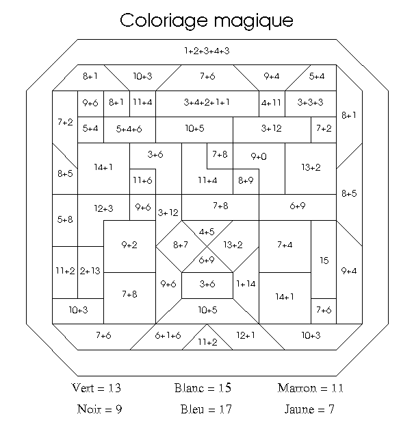 Coloriage Magique addition CE2 avec résultats simples - Magique addition à imprimer