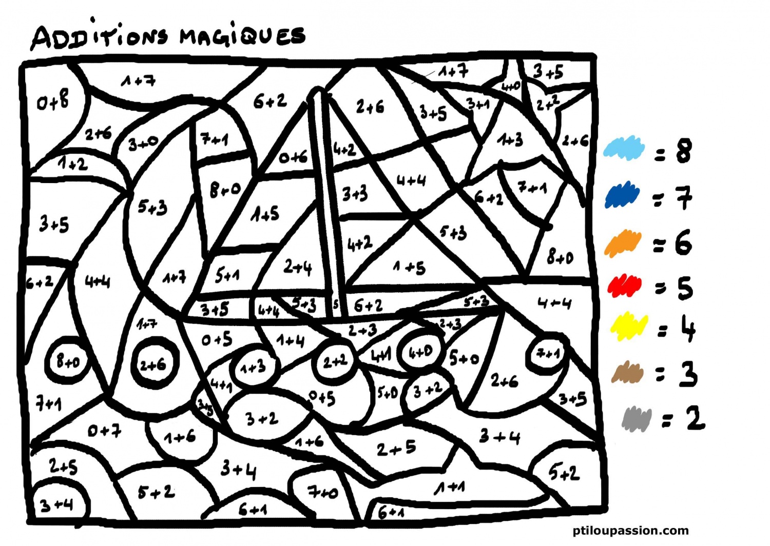 Coloriage Coloriage Magique Addition CE2 Niveau 27 - Magique addition à imprimer