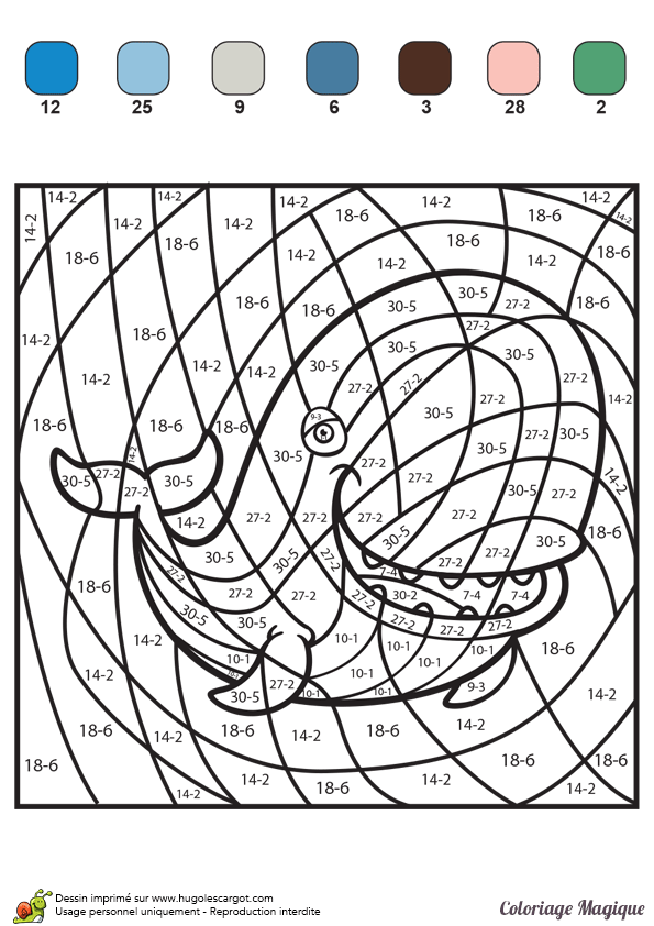 Coloriage Coloriage magique soustraction apprentissage CE1-CE2 - Magique soustraction à imprimer