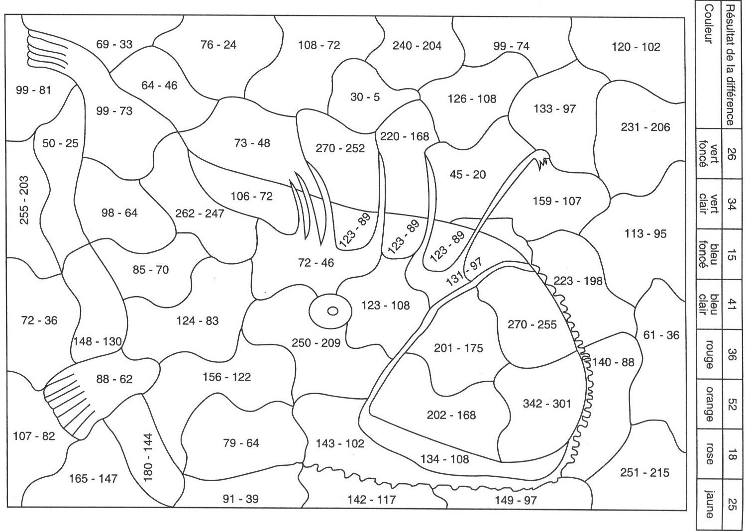Coloriage Coloriage magique soustraction niveau CE1-CE2 - Magique soustraction à imprimer