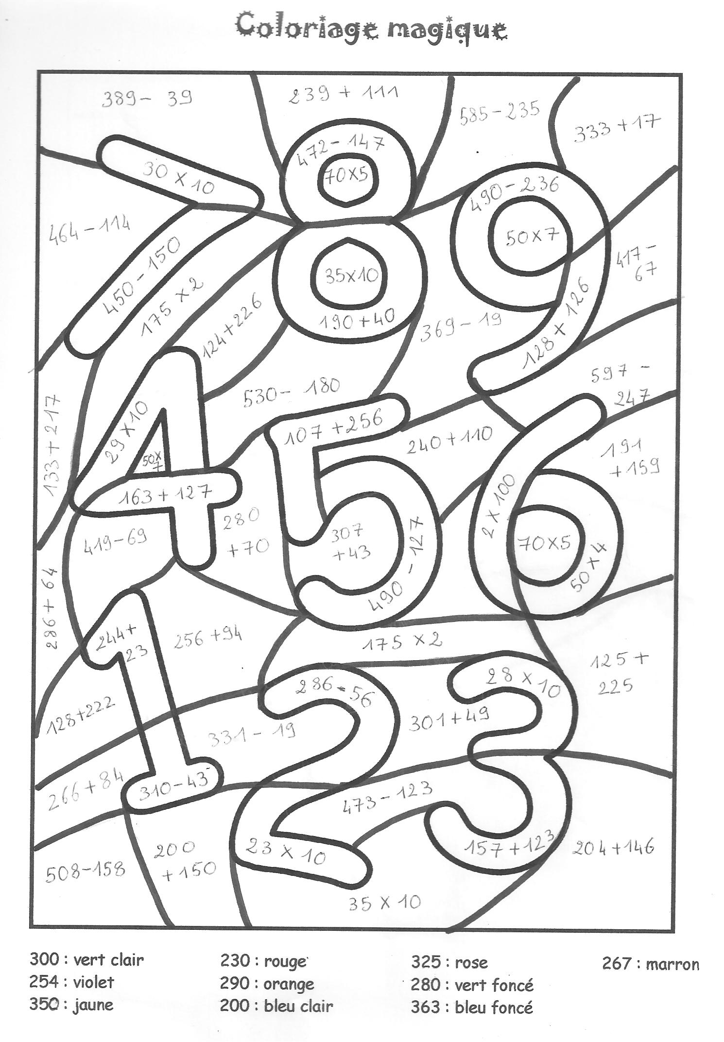 Coloriage Carrés magiques CE1 CE2 : Opération soustraction 37 - Magique soustraction à imprimer