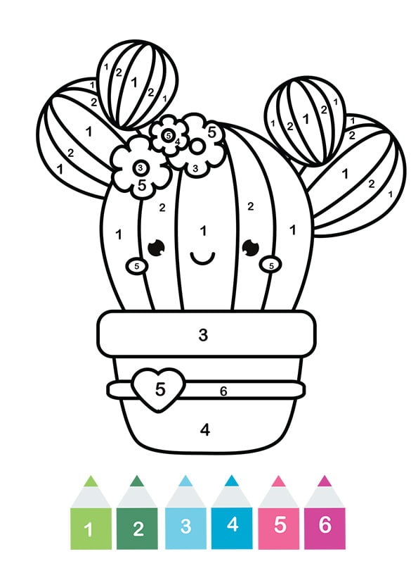 Coloriage Magique Cp Un Cactus Kawaii - Magique à imprimer