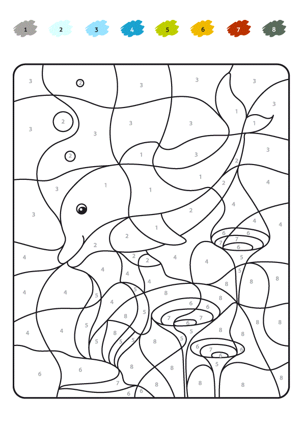 Coloriage Magique Jolie Dauphin - Magique à imprimer