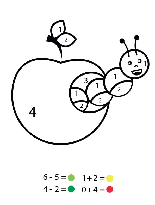 Coloriage Magique Maternelle Un Ver Dans Une Pomme - Magique maternelle à imprimer