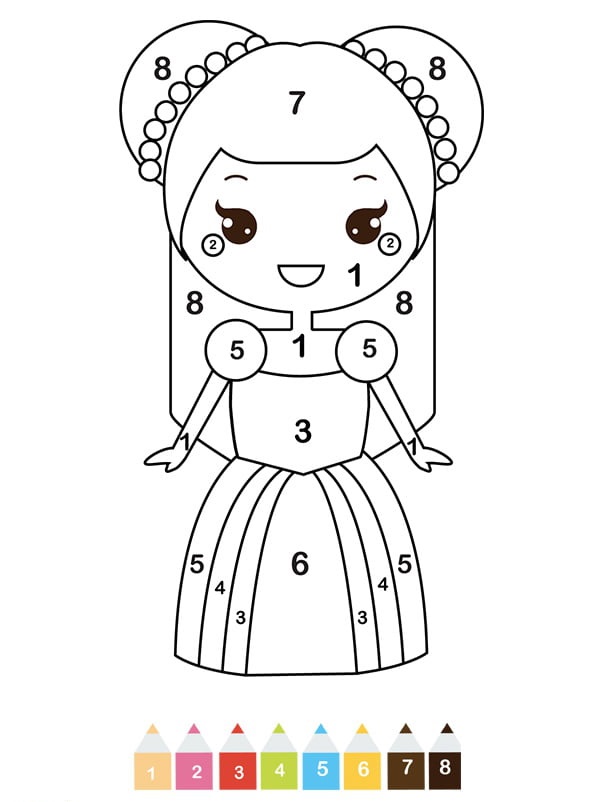 Coloriage Magique Maternelle Une Belle Princesse - Magique maternelle à imprimer
