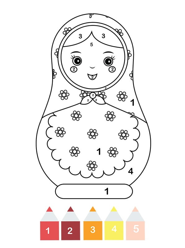 Coloriage Magique Maternelle Une Poupée Matriochka - Magique maternelle à imprimer
