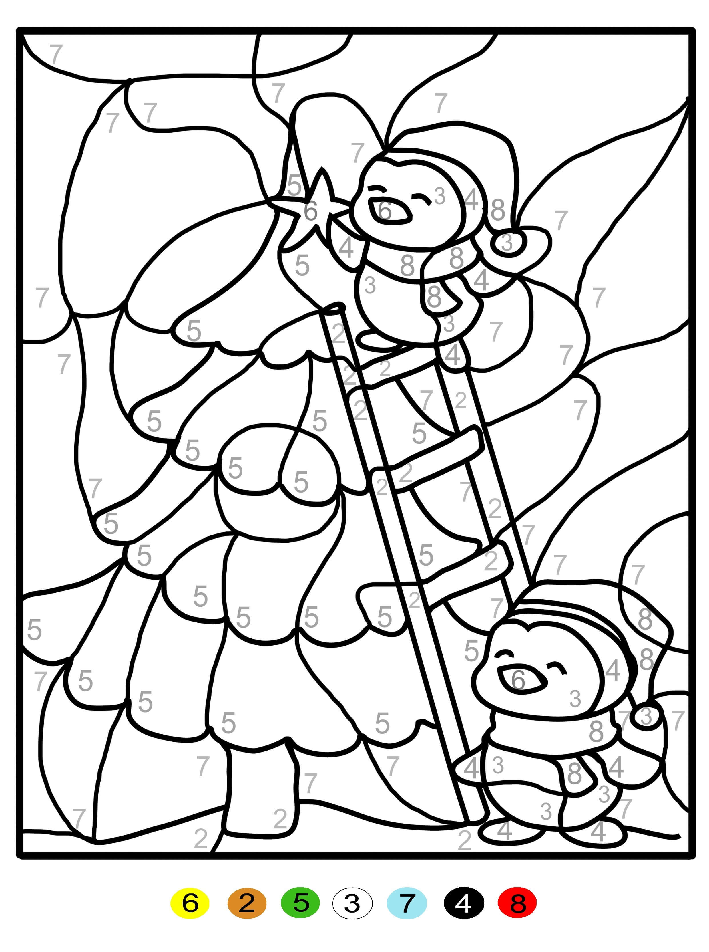 Coloriage Magique Sapin De Noël Chiffre Numéro Maternelle - Magique noel à imprimer