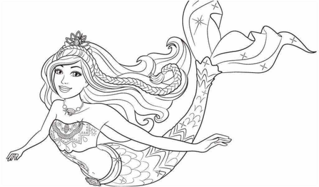 Coloriage Magnifique Barbie Sirène Avec Une Chevelure En Sante - Barbie sirène à imprimer