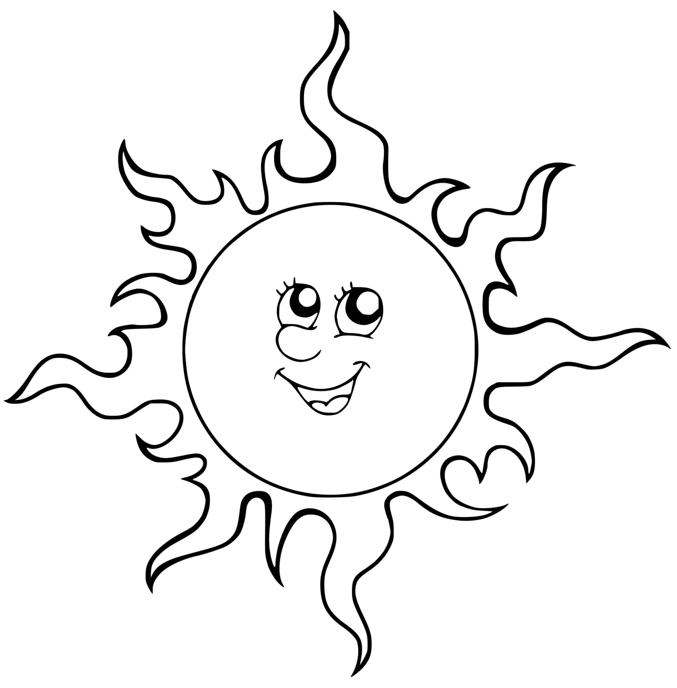 Coloriage Magnifique Soleil Visage Enfants - Soleil à imprimer