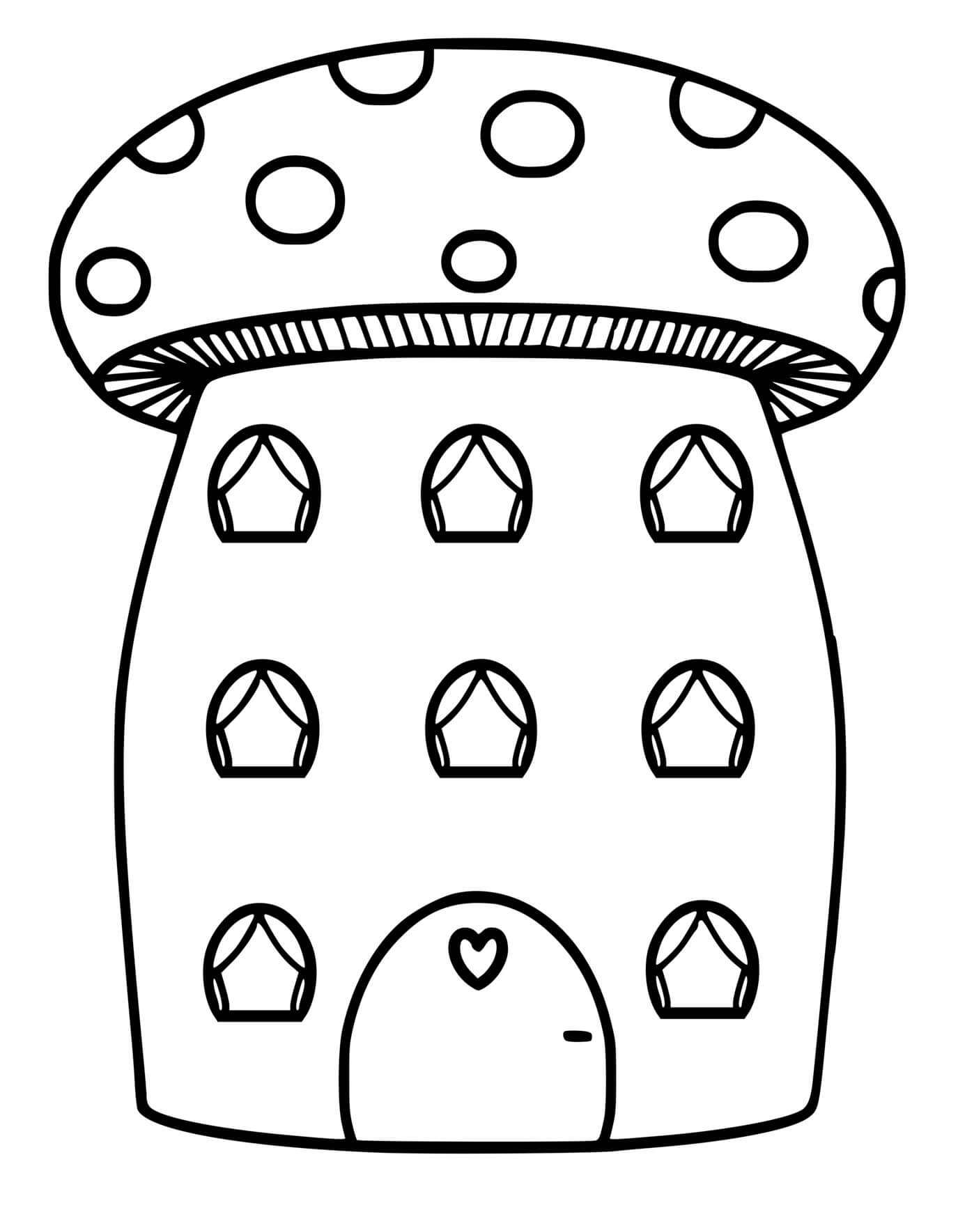 Coloriage Maison En Forme De Champignon Amanite - Champignon à imprimer