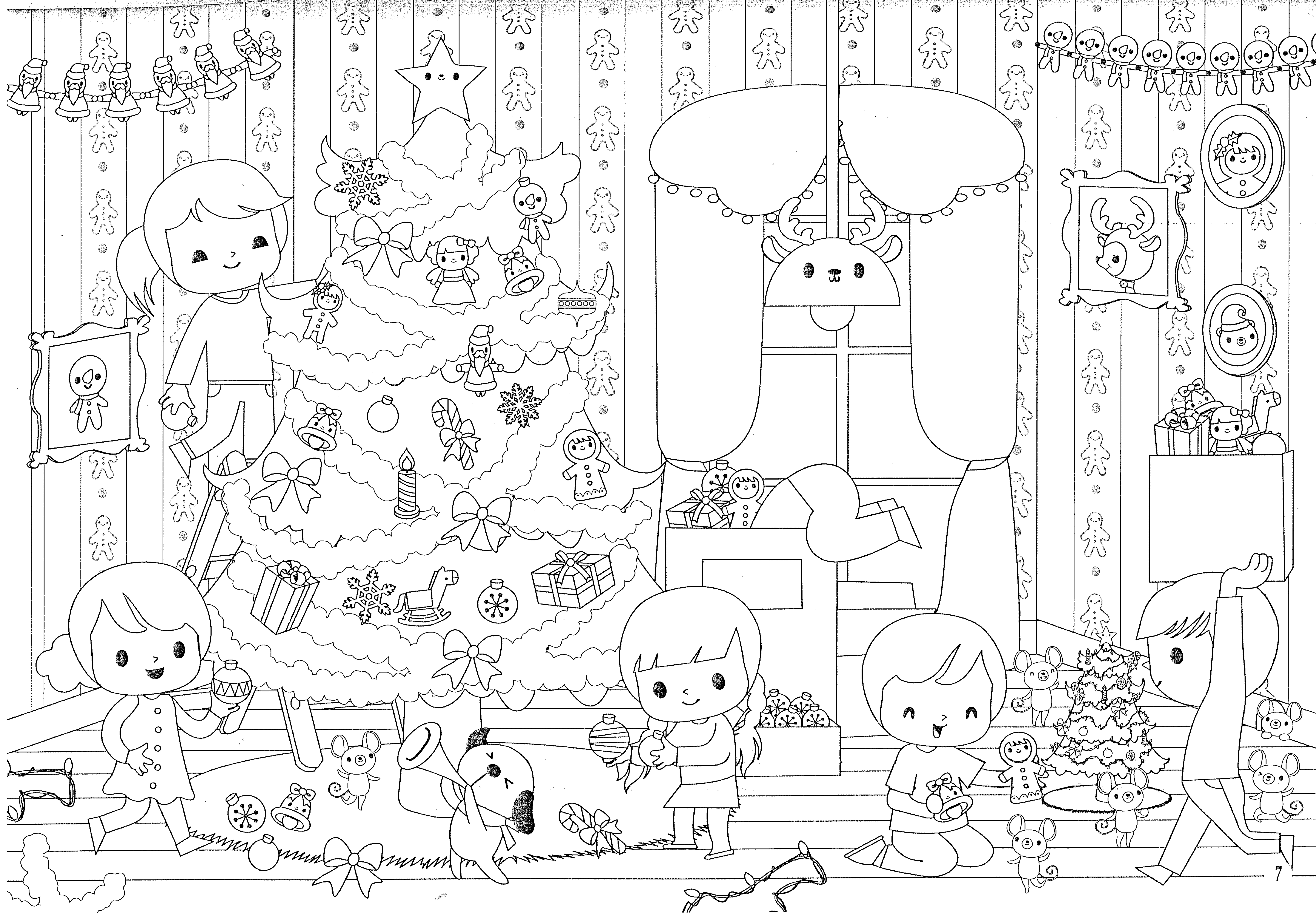 Coloriage Maison Enfants Célébration De Noël - Noël à imprimer