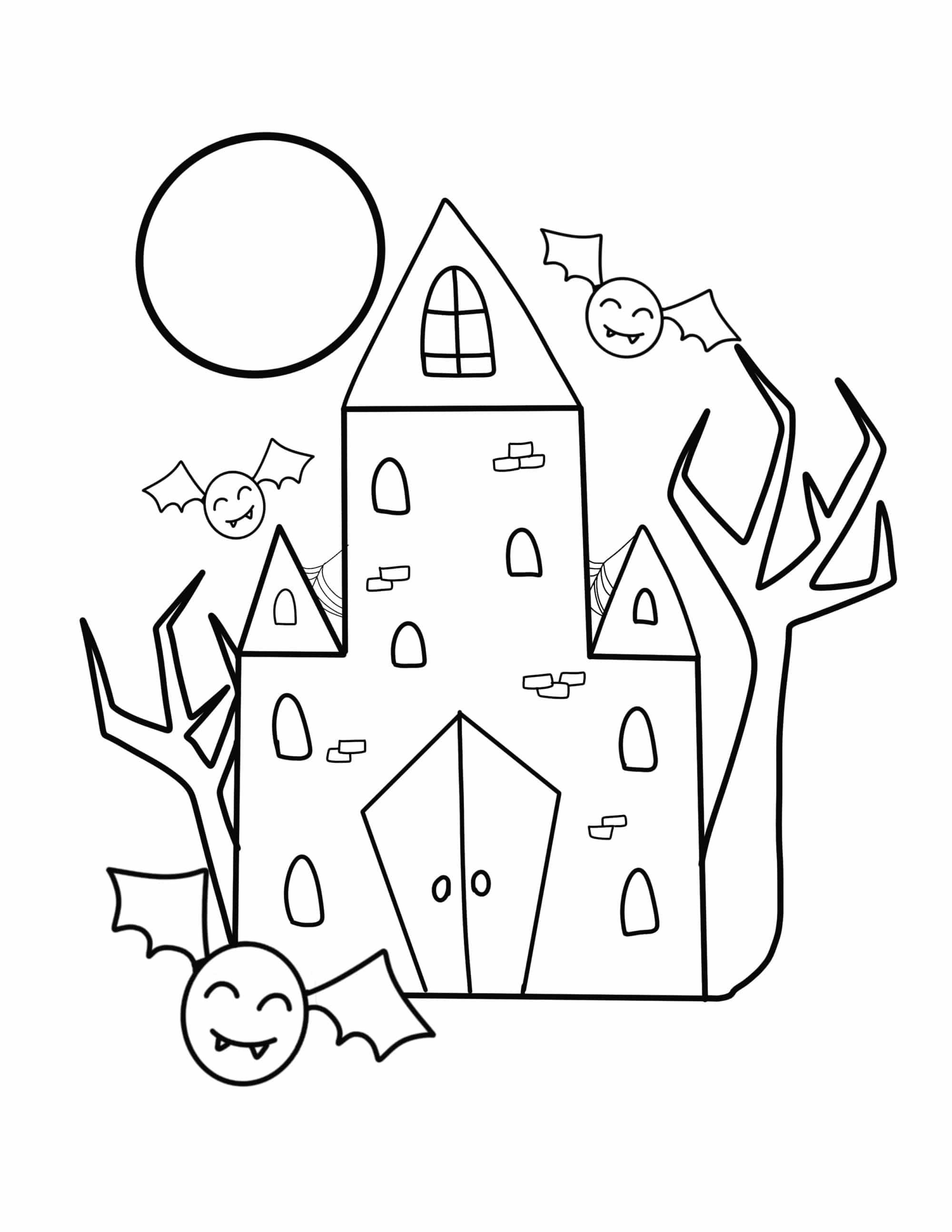 Coloriage Maison Hantée Avec Des Chauves Souris Par Heather Hinson - Halloween à imprimer