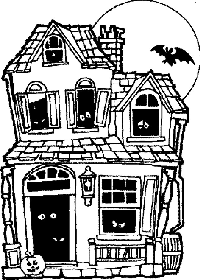 Coloriage Maison Hantée - Halloween à imprimer