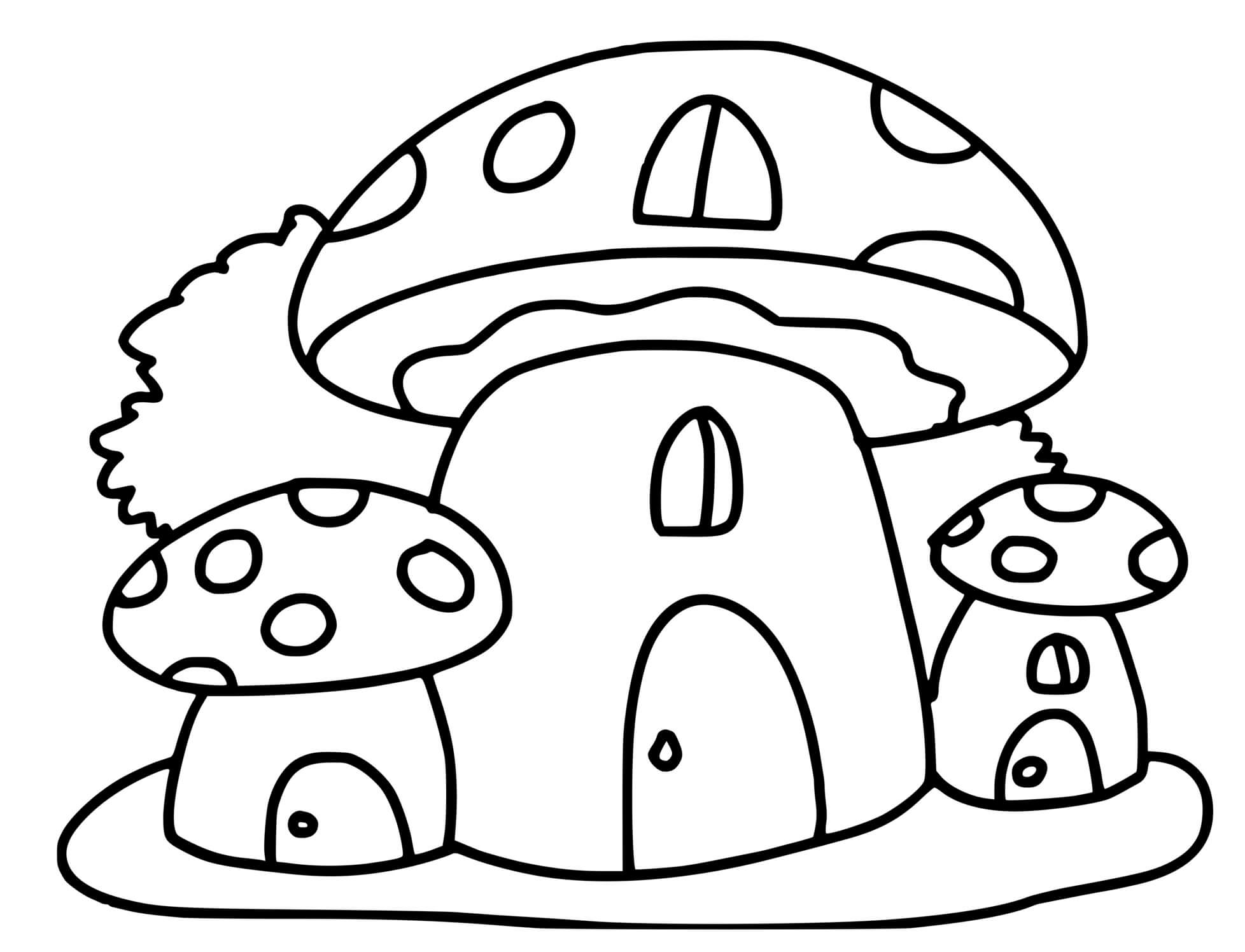 Coloriage Maisons En Forme De Champignon - Champignon à imprimer