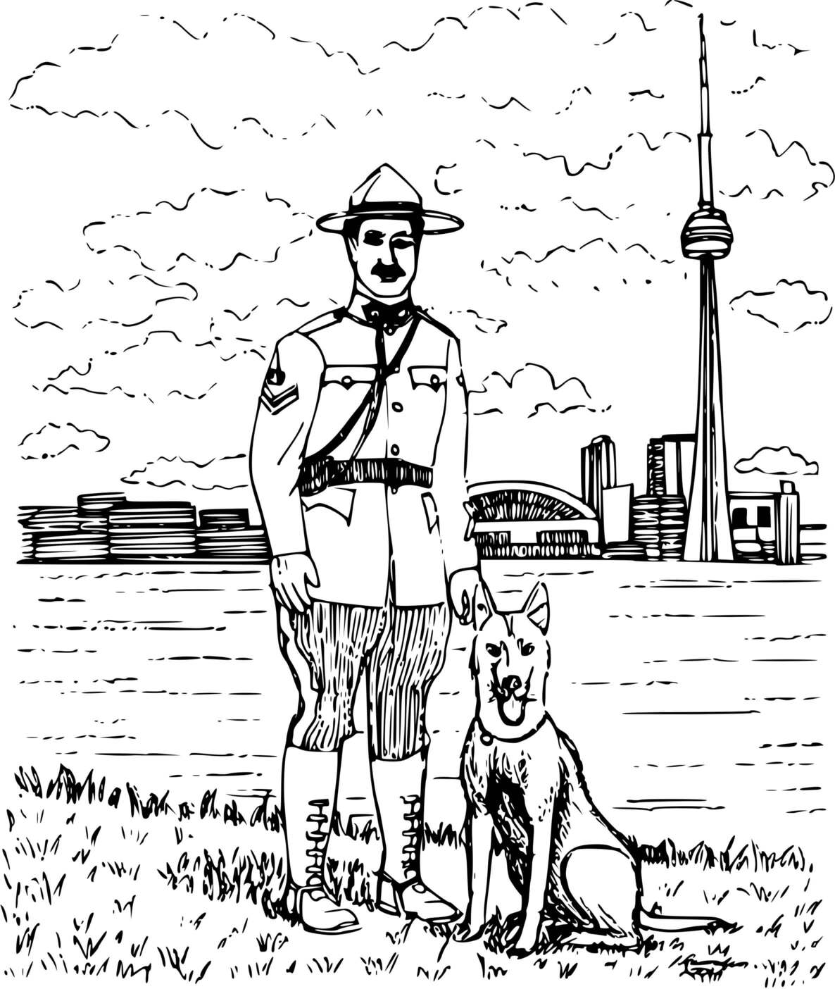 Coloriage Maître Chien - Police à imprimer