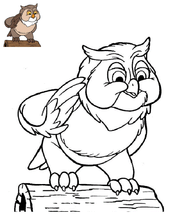 Coloriage Maître Hibou De Bambi Disney - Bambi à imprimer