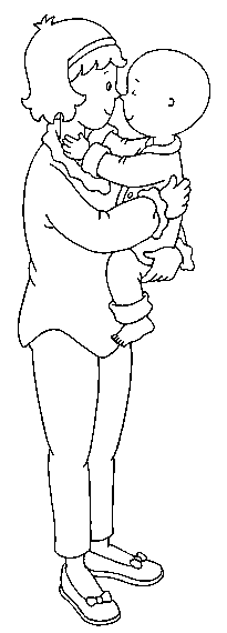 Coloriage Maman De Caillou Avec Son Bébé - Caillou à imprimer