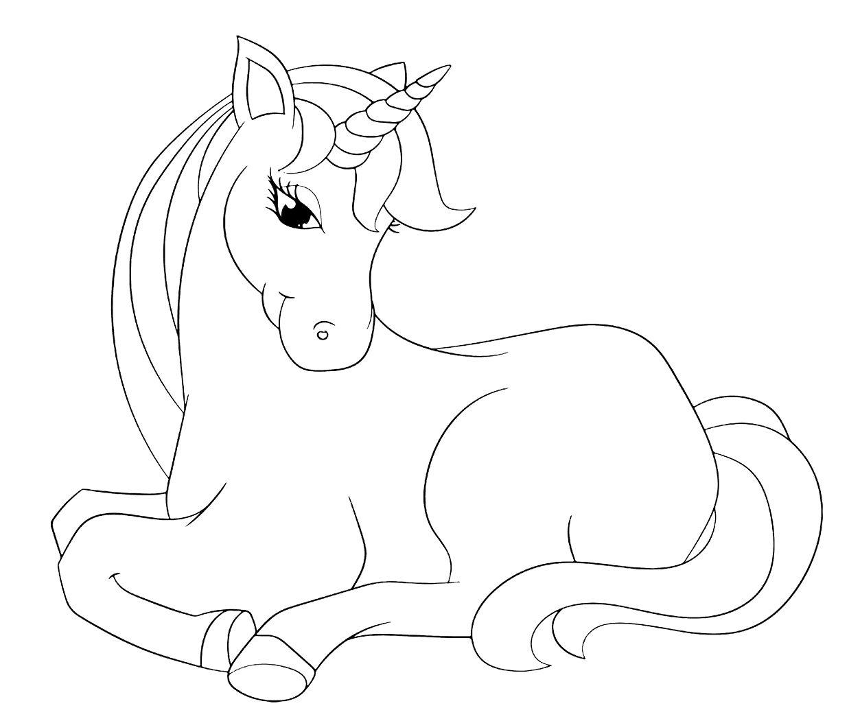Coloriage Maman Licorne Se Repose Avec Le Sourire - Licorne à imprimer