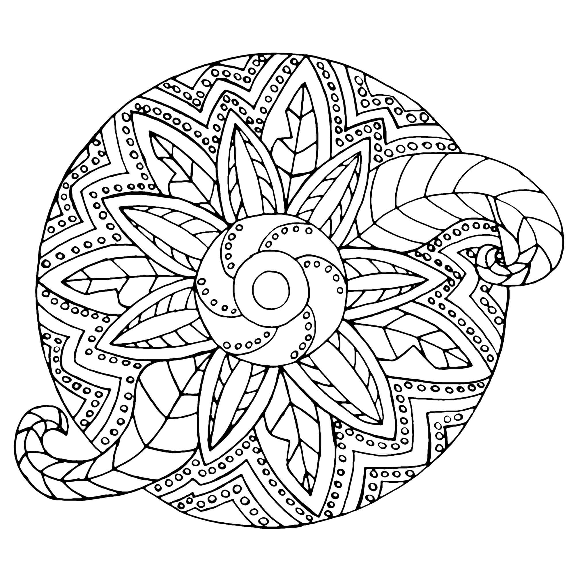 Coloriage Mandala Adult Flowers Vegetal - Mandala à imprimer