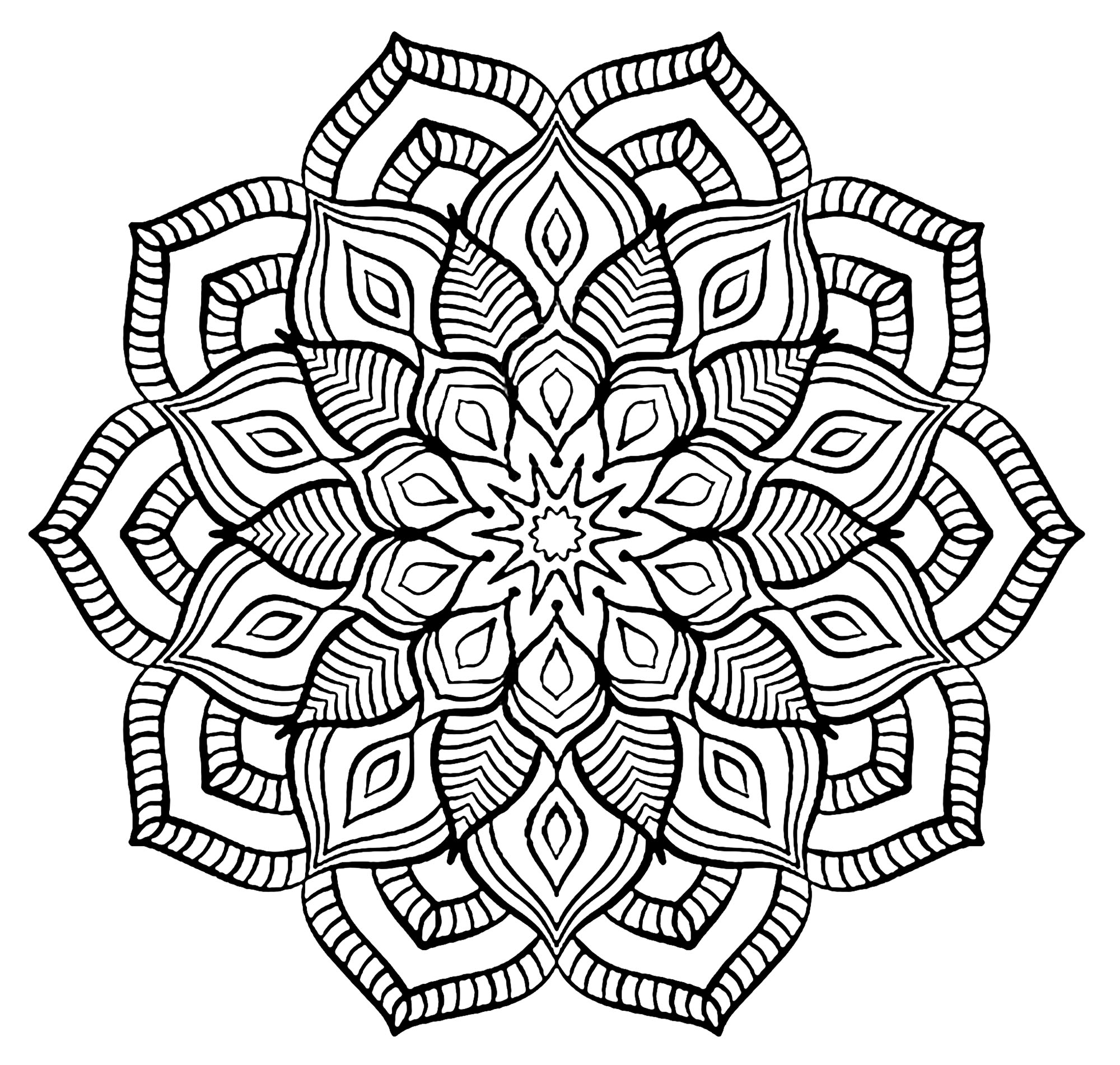 Coloriage Mandala Adulte Fleurs Relaxation - Fleurs à imprimer