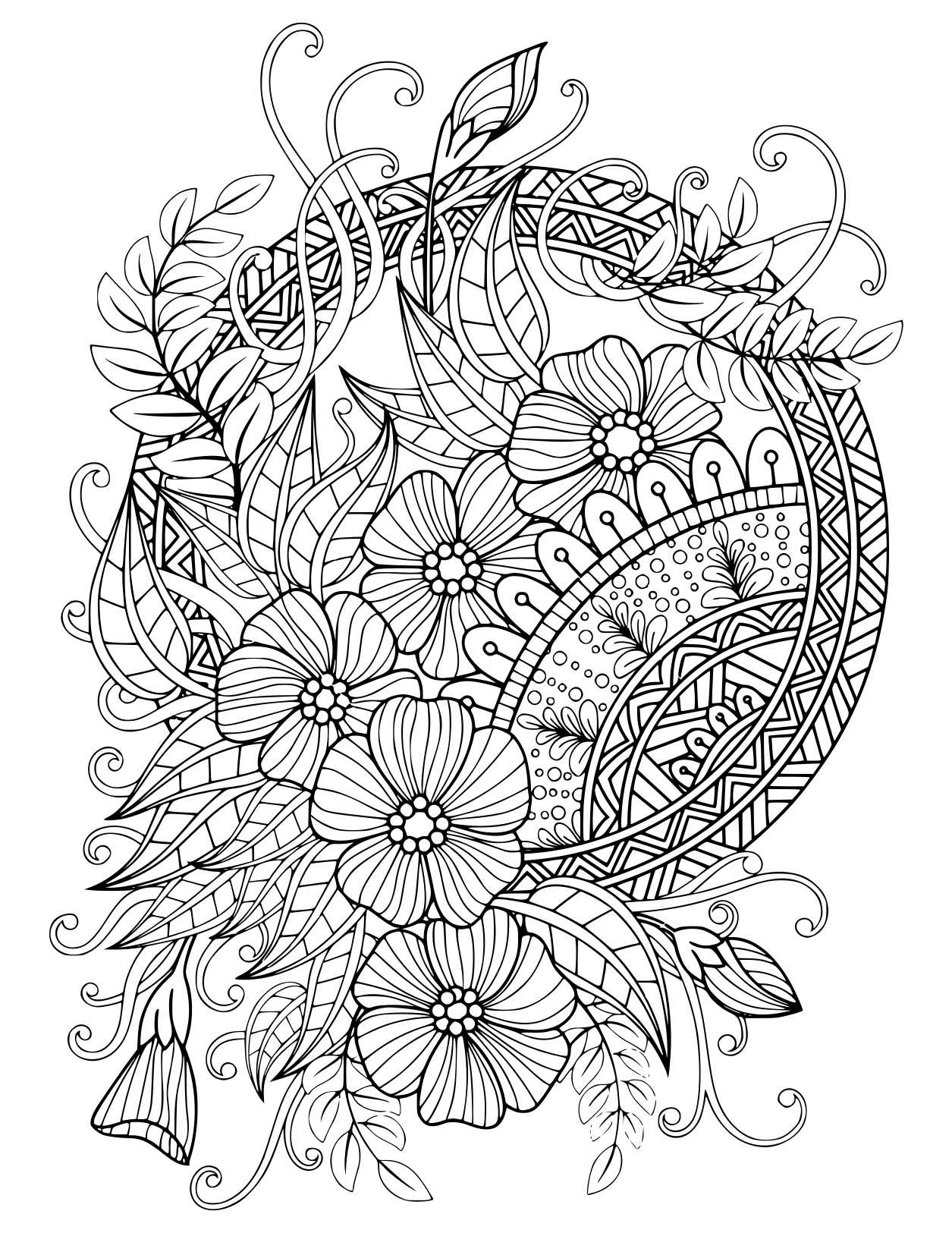 Coloriage Mandala Floral Nature aux Motifs Délicats - Mandala à imprimer