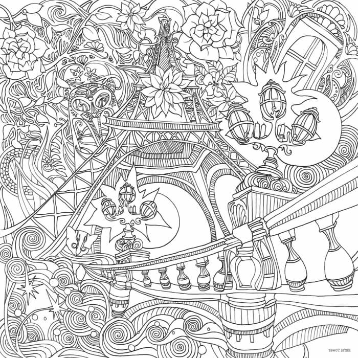 Coloriage Mandala Adulte Tour Eiffel - Tour Eiffel à imprimer
