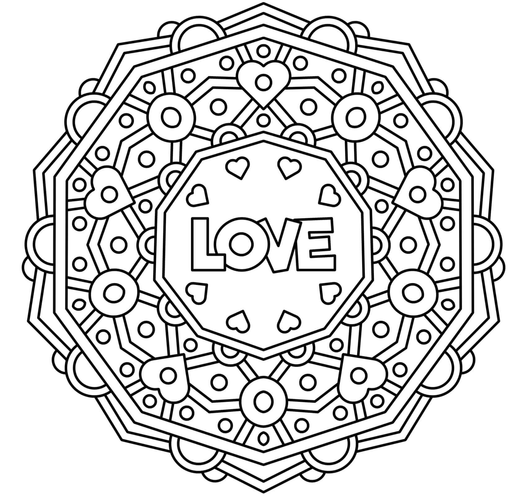 Coloriage Mandala Amour Cœur St Valentin Adulte - Saint-Valentin à imprimer