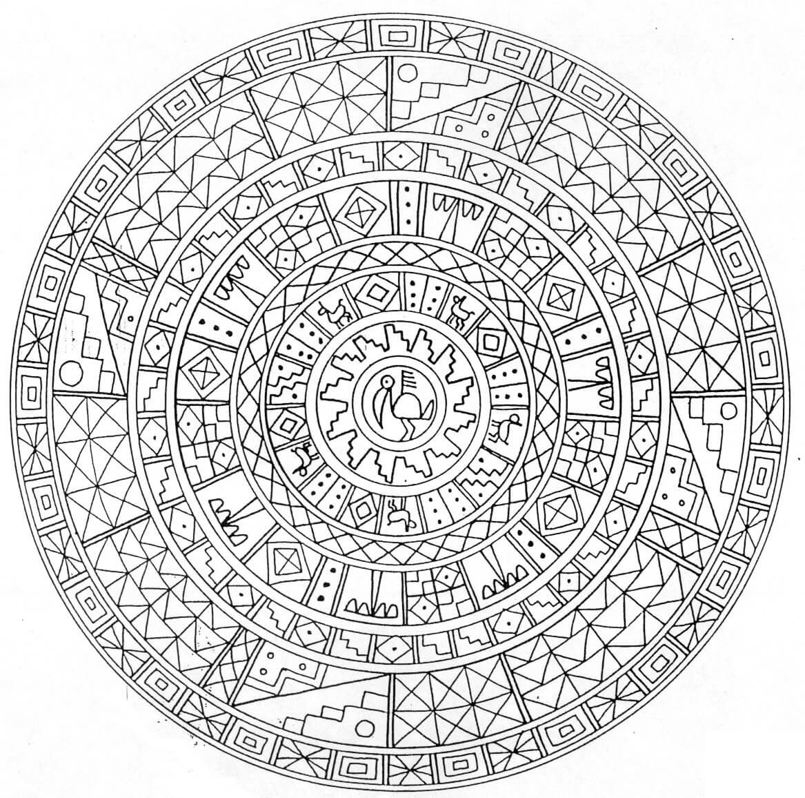 Coloriage Mandala Avancee Formes Égypte - Mandala à imprimer